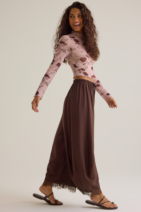 Chloe Lace Trim Pants Detail 5 - Altar'd State