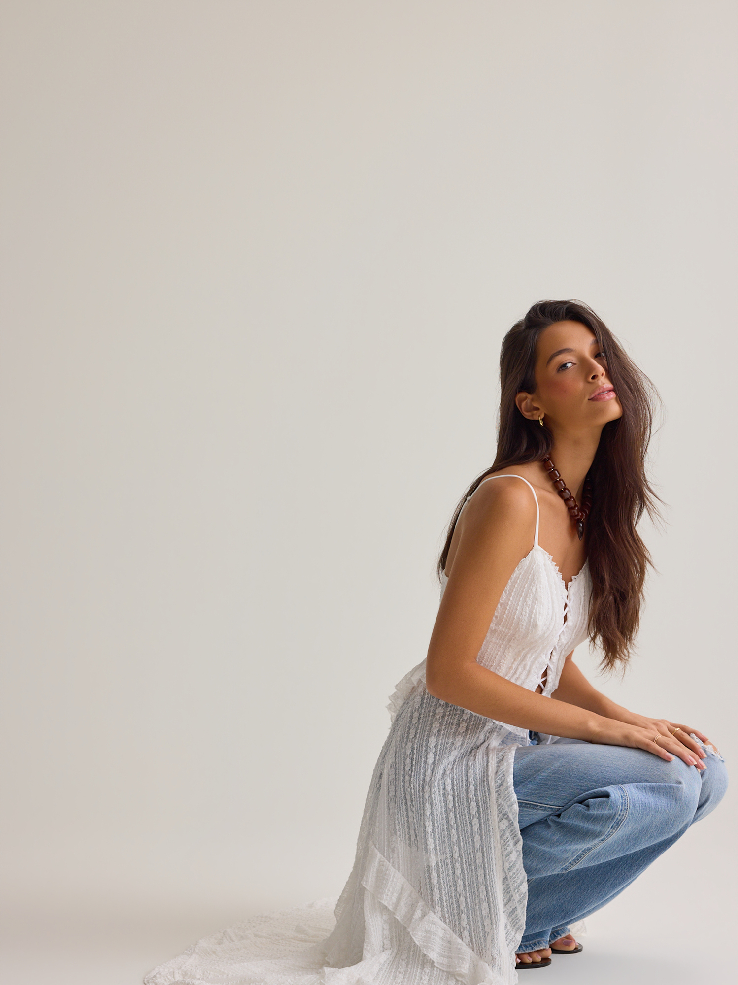 Camden Lace Kimono in White | Altar'd State