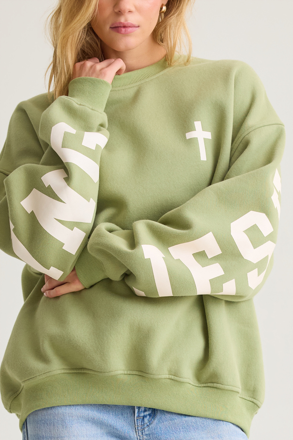Jesus Is King Pullover Detail 3 - Altar'd State