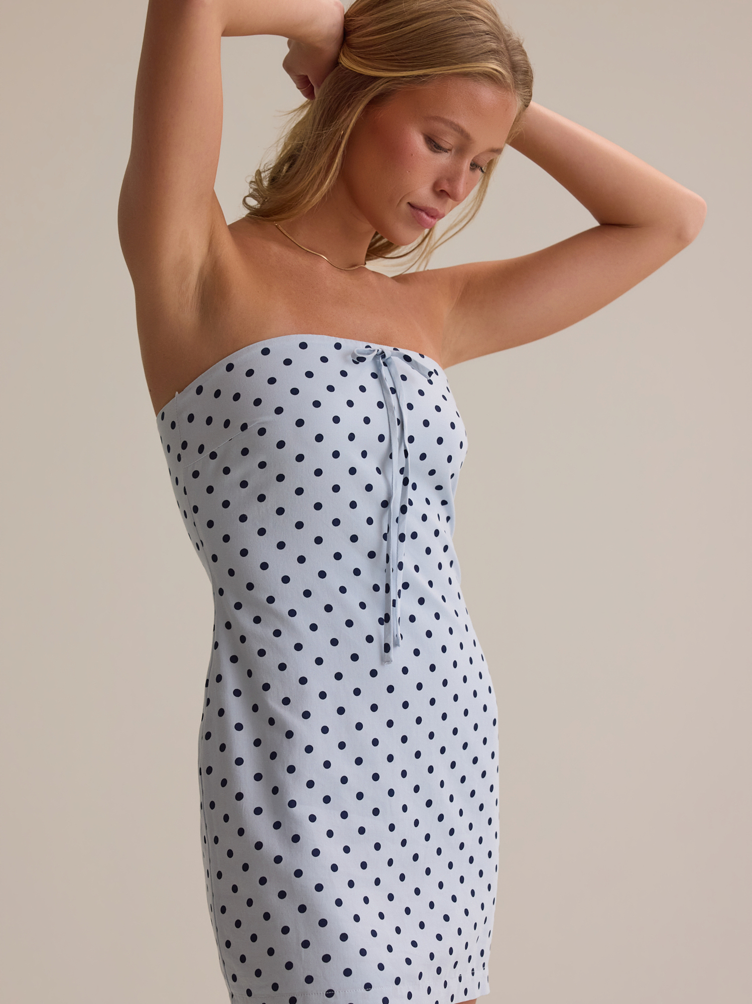Taylia Polka Dot Mini Dress in Blue & Navy | Altar'd State