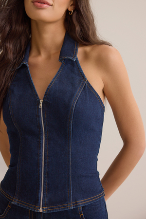Rori Denim Zip Vest - Altar'd State - 