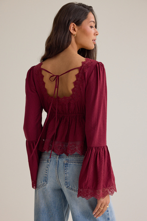 Chana Long Sleeve Babydoll Top - Altar'd State - 