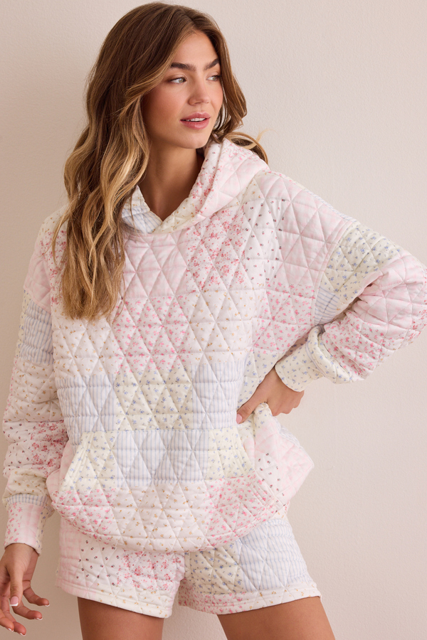 Move Free Patchwork Hoodie in Floral & White | AS Revival