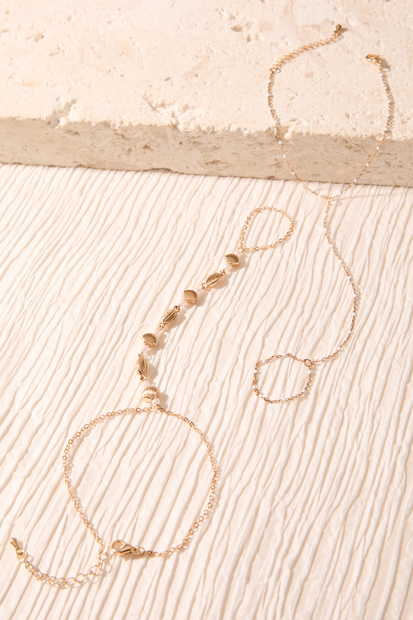 Shell Gold Hand Chain Detail 2 - Altar'd State