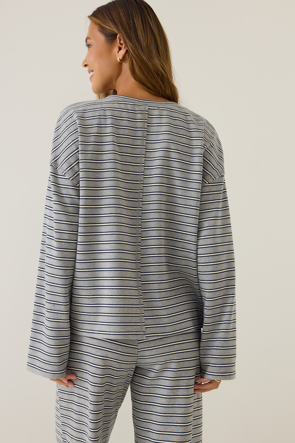 Lilliana Stripe Lounge Pullover Detail 4 - Altar'd State