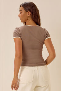 Zadie Contrast Trim Fitted Tee Detail 5 - Altar'd State