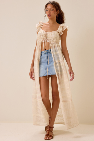 Cleo Tie Front Long Kimono - Altar'd State - 