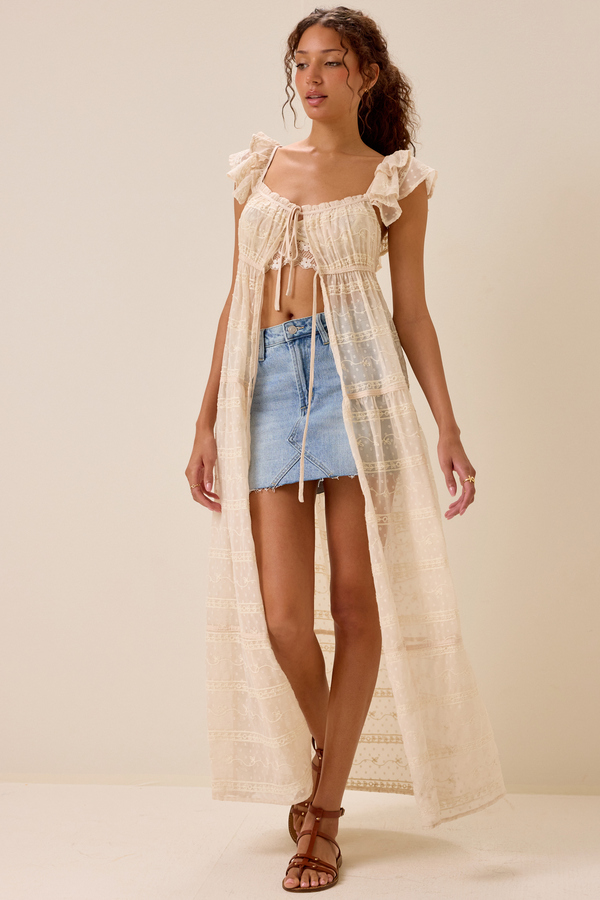 Cleo Tie Front Long Kimono - Altar'd State