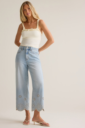Natalee Embroidered Eyelet Jeans - Altar'd State - 