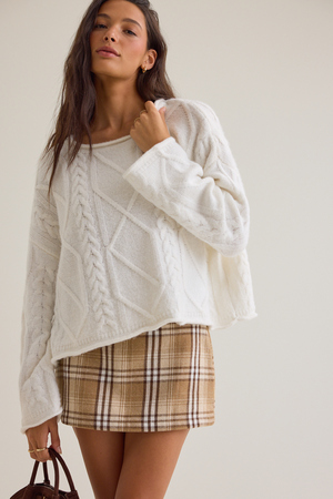 River Oversized Cable Knit Sweater - Altar'd State - 