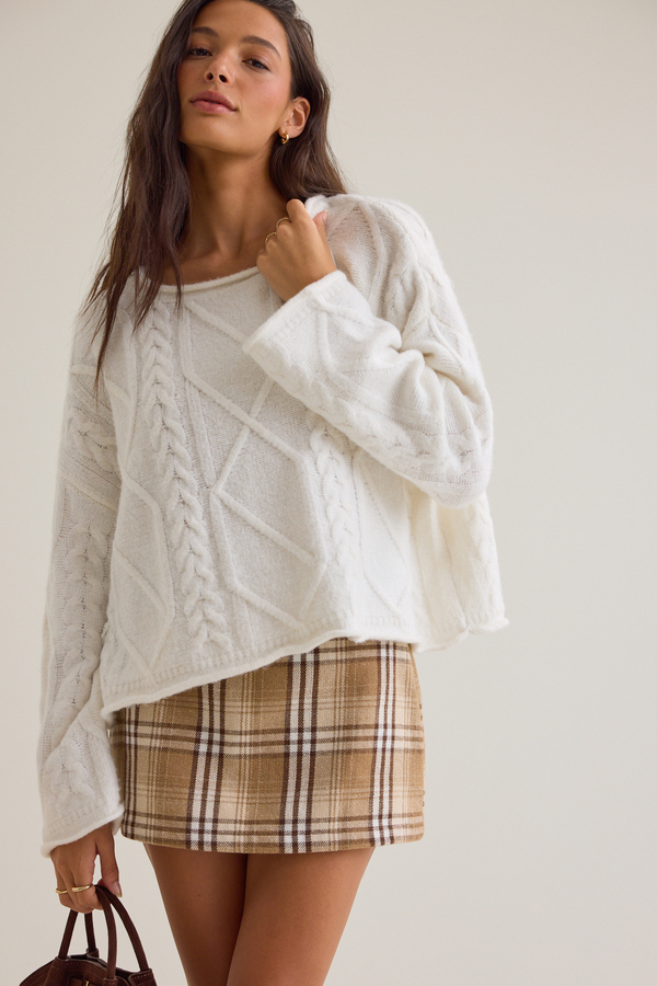 River Oversized Cable Knit Sweater - Altar'd State