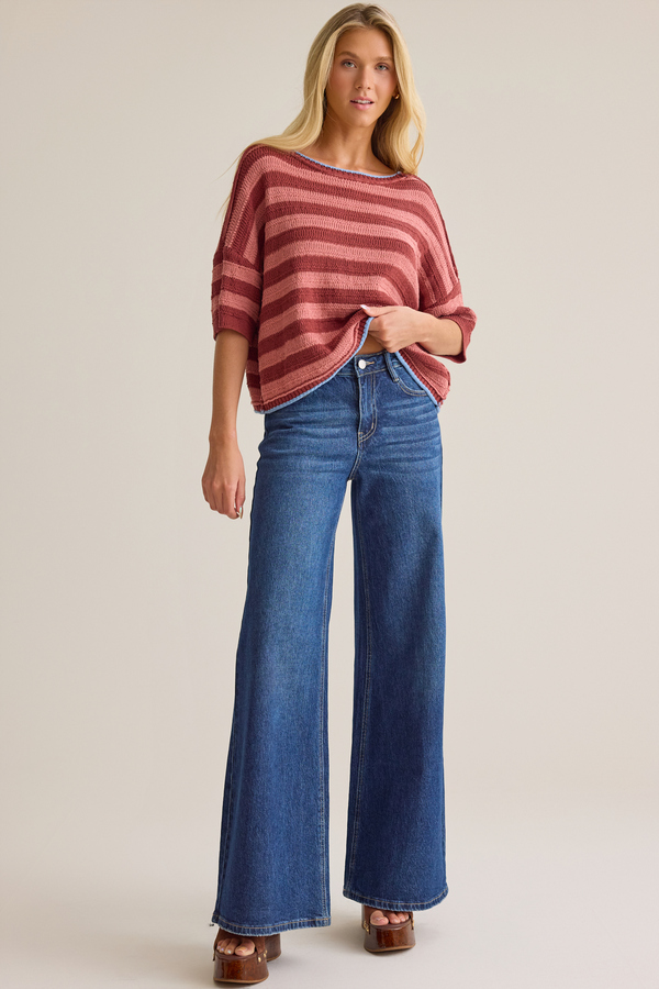 Azlyn Multi Stripe Sweater Tee Detail 2 - Altar'd State