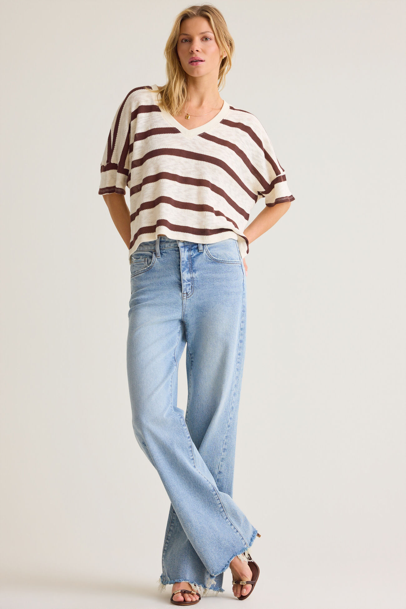 Dylan Striped V-Neck Top