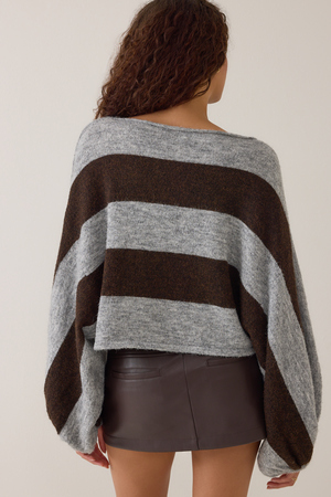 Luci Striped Oversized Sleeve Sweater - Altar'd State - 