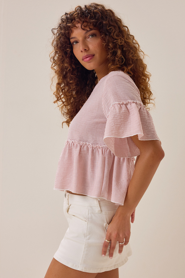 Calista Stripe Peplum Top Detail 5 - Altar'd State