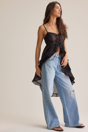 Amiah Ruffle Tie Front Kimono - Altar'd State - 