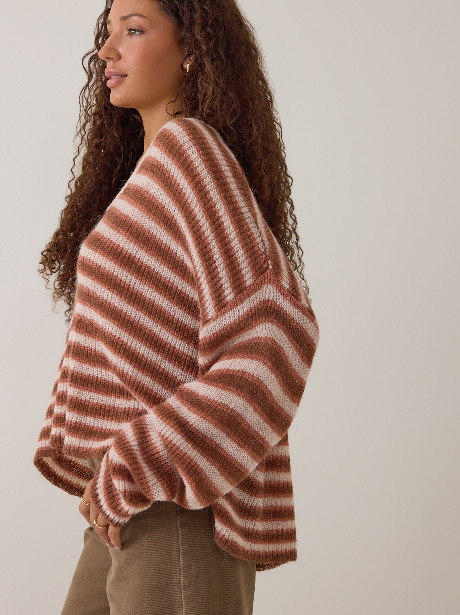 Elora Striped Oversized Sweater in Spice Multi | Altar'd State