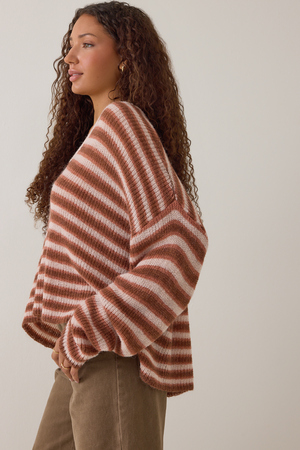 Elora Striped Oversized Sweater - Altar'd State - 