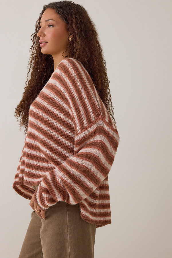 Elora Striped Oversized Sweater Detail 4 - Altar'd State