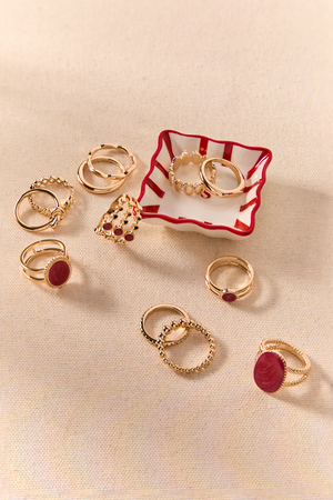 Burgundy Gem Ring Set - Altar'd State - 