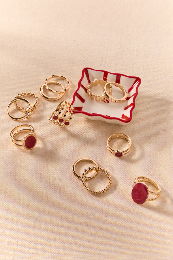 Burgundy Gem Ring Set - Altar'd State