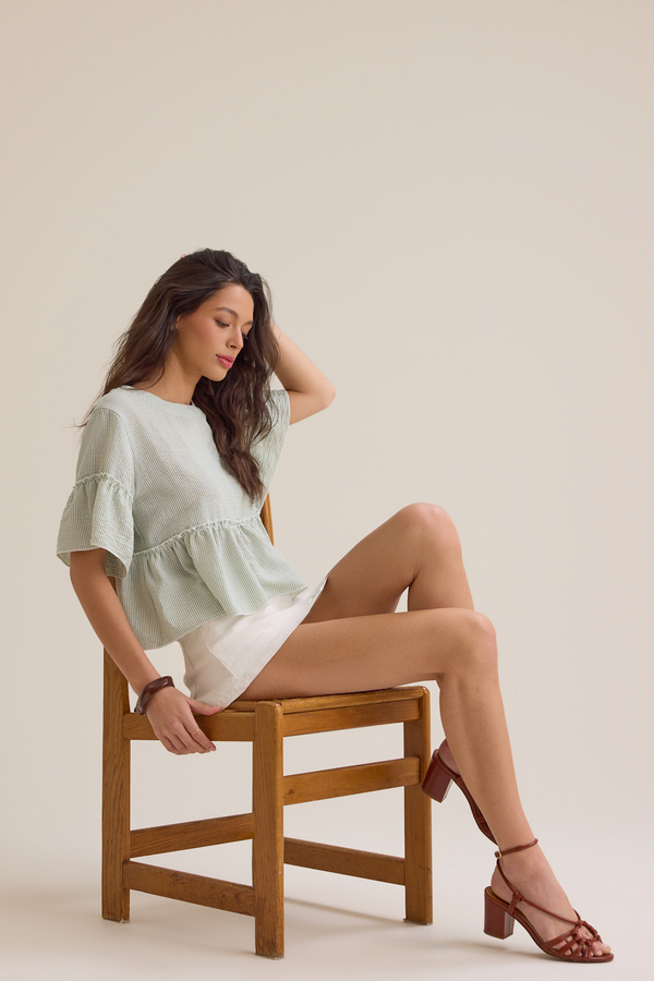 Calista Stripe Peplum Top Detail 3 - Altar'd State