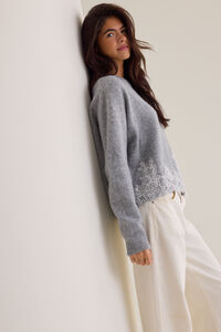 Athena Lace Trim Sweater Detail 3 - Altar'd State