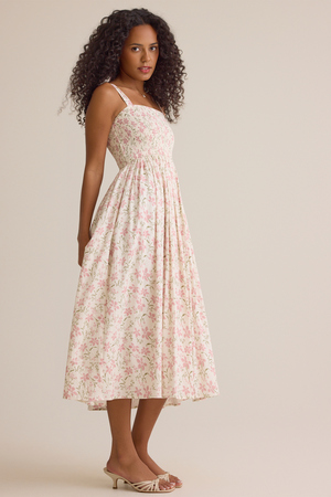 Thea Smocked Floral Midi Mama Dress - Altar'd State
