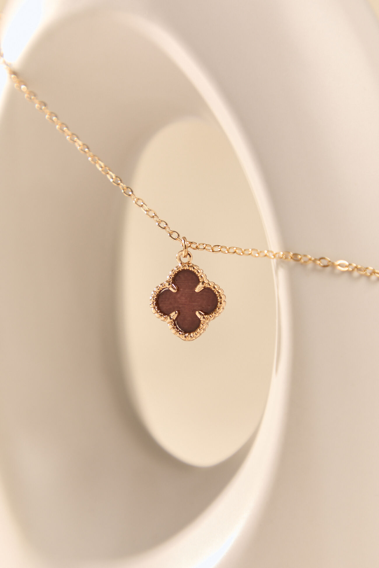 Dainty Brown Clover Necklace