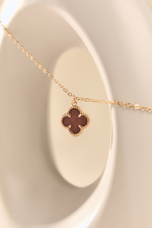 Dainty Brown Clover Necklace - Altar'd State - 
