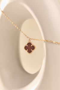 Dainty Brown Clover Necklace Detail 2 - Altar'd State