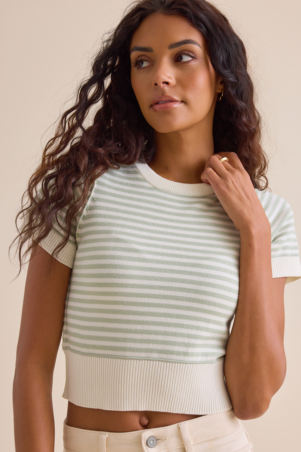 Aliyah Striped Knit Top Detail 2 - Altar'd State