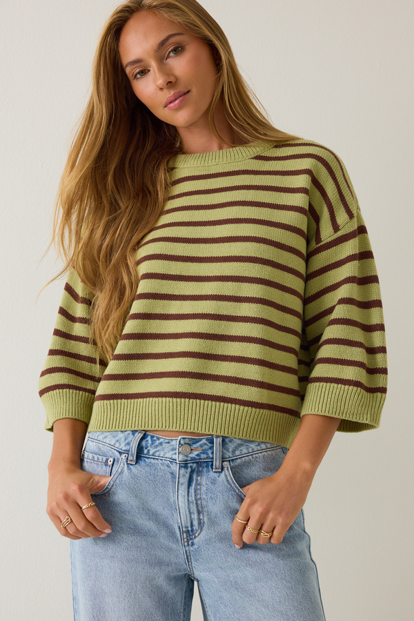 Tammy Striped Dolman Sweater Detail 3 - Altar'd State