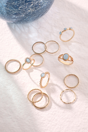 Blue Patchwork Ring Set - Altar'd State