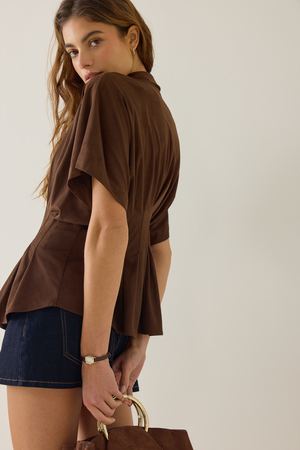Keziah Suede Short-Sleeve Top - Altar'd State