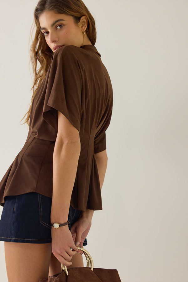 Keziah Suede Short-Sleeve Top Detail 5 - Altar'd State