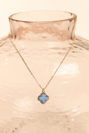 14K Gold Blue Clover Charm Necklace - Altar'd State - 