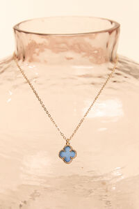 14K Gold Blue Clover Charm Necklace - Altar'd State