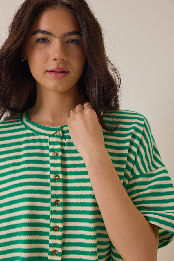 Keaton Button-Up Stripe Top Detail 3 - Altar'd State