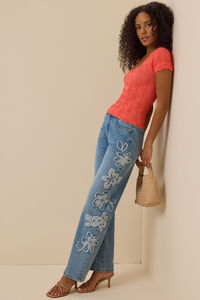 Blaire Short Sleeve Seamless Floral Tee Detail 2 - Altar'd State