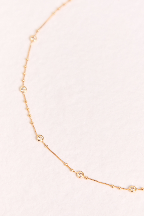 18K Camille Bezel Necklace Detail 2 - Altar'd State
