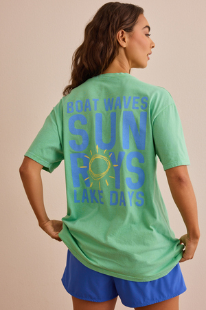 Sun Rays Lake Days Graphic Tee in Green | AS Revival