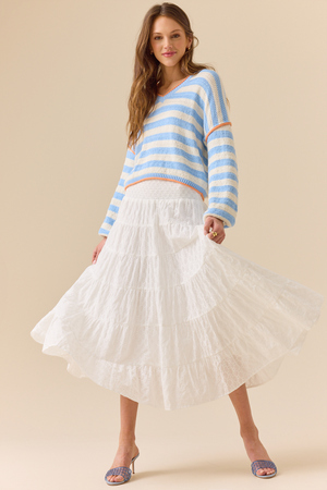 Jupe Longue 100% Coton Charter Club - Taille 8 - Blanche Brodée - Neuve Avec étiquettes
