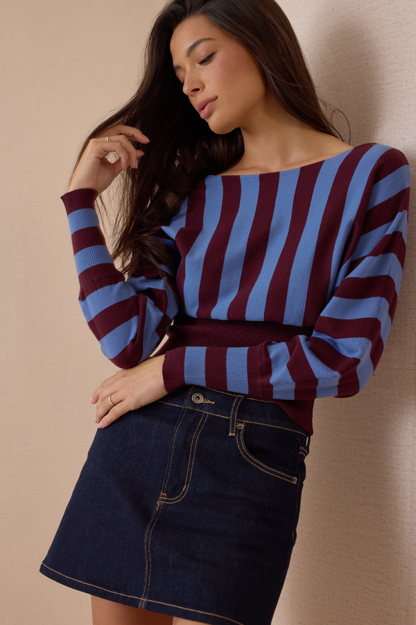 Hollands Striped Off Shoulder Sweater - Altar'd State