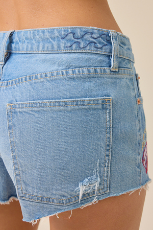 Isla Sea Embroidered Denim Short - Altar'd State - 