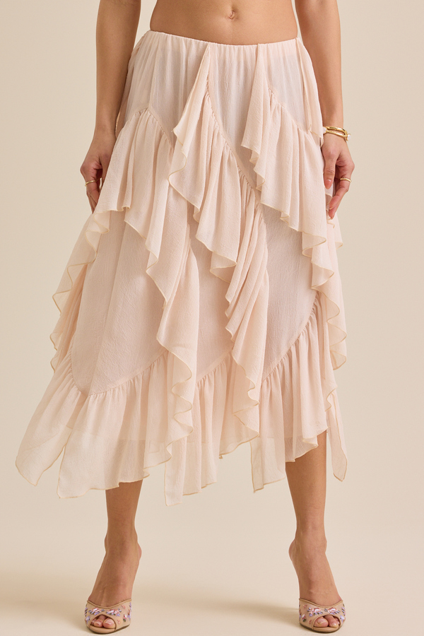 Atlas Ruffle Midi Skirt Detail 4 - Altar'd State