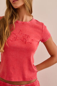 Beam Star Applique Baby Tee Detail 2 - Altar'd State