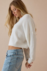 Chandler Ribbed Boatneck Crop Sweater Detail 3 - Altar'd State