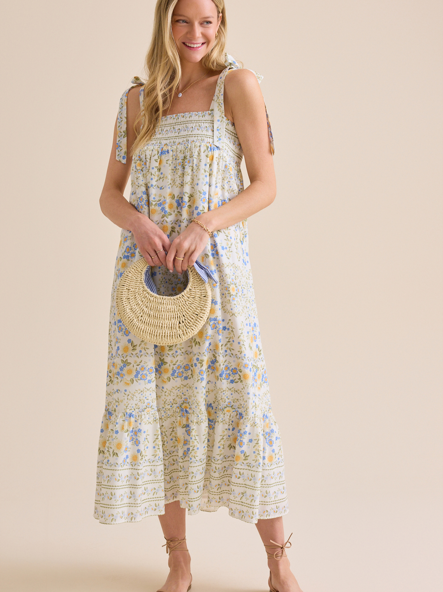 Elara Floral Maxi Dress in White Multi | Altar'd State
