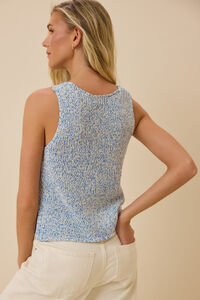Dalia Marled Button Top in Blue | Altar'd State